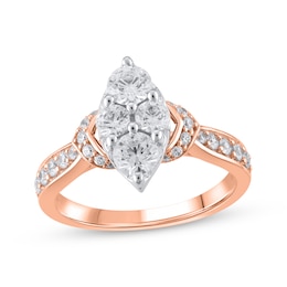 Adore Multi-Diamond Center Marquise-Shaped Engagement Ring 1-1/4 ct tw 14K Rose Gold