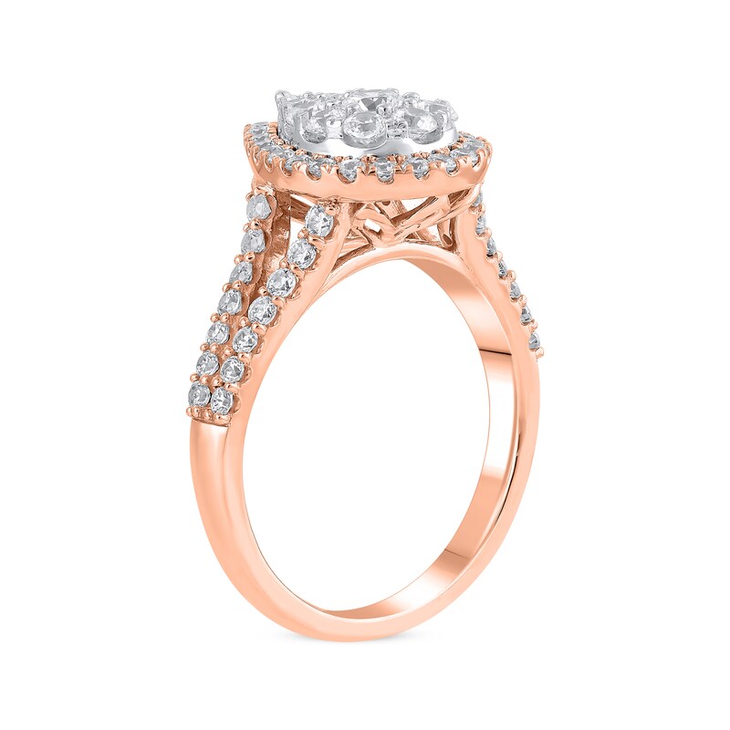 Main Image 2 of Adore Multi-Diamond Center Pear Frame Engagement Ring 1-1/5 ct tw 14K Rose Gold