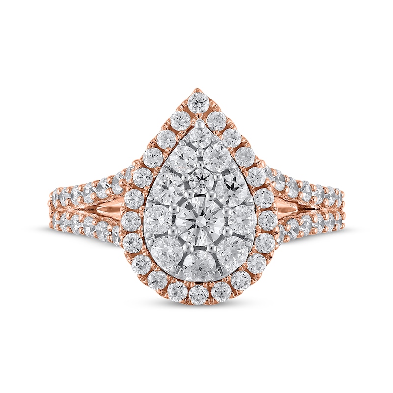 Main Image 3 of Adore Multi-Diamond Center Pear Frame Engagement Ring 1-1/5 ct tw 14K Rose Gold