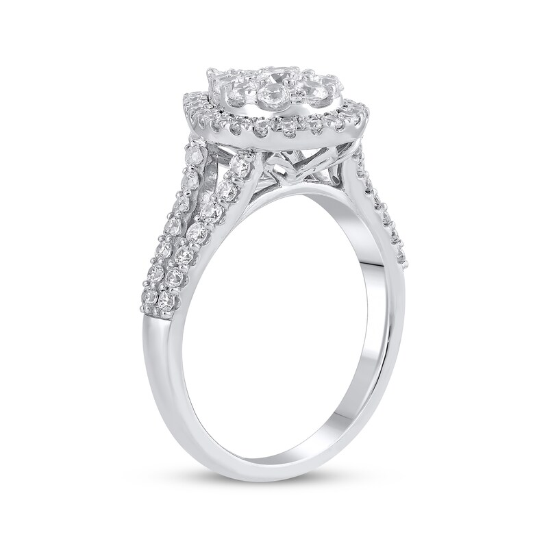 Main Image 2 of Adore Multi-Diamond Center Pear Frame Engagement Ring 1-1/5 ct tw 14K White Gold