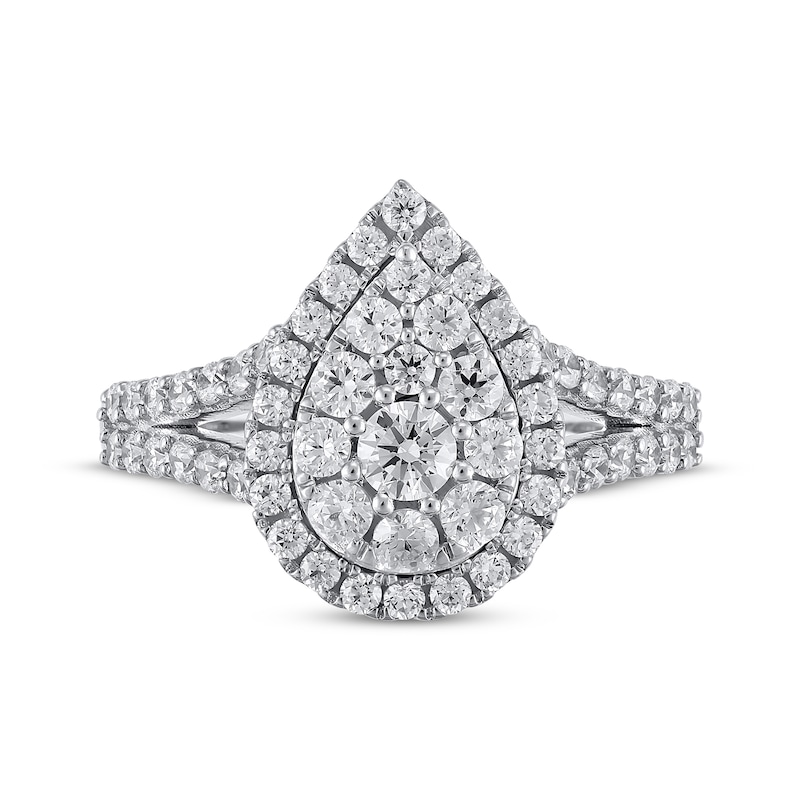 Main Image 3 of Adore Multi-Diamond Center Pear Frame Engagement Ring 1-1/5 ct tw 14K White Gold