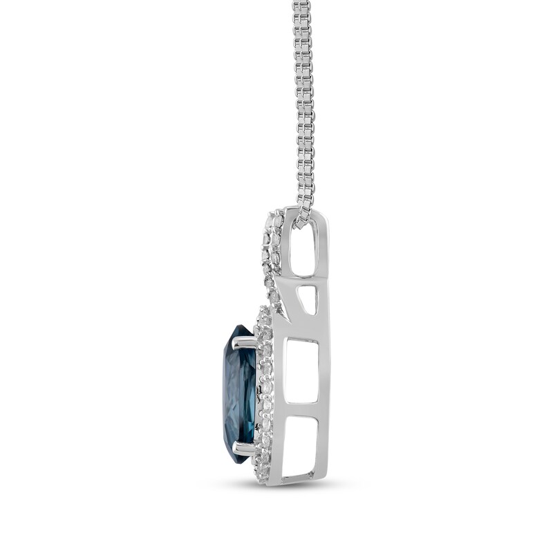 Main Image 2 of Oval-Cut London Blue Topaz & White Lab-Created Sapphire Necklace Sterling Silver 18"