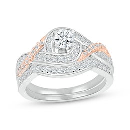 Adore Round-Cut Diamond Bypass Bridal Set 1/2 ct tw 10K Rose Gold