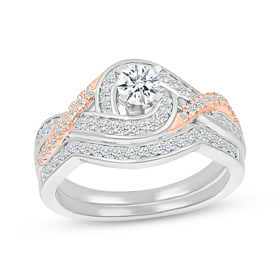 Adore Round-Cut Diamond Bypass Bridal Set 1/2 ct tw 10K Rose Gold