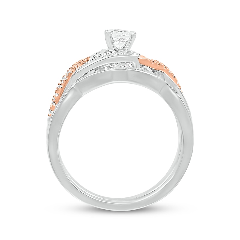 Main Image 3 of Round-Cut Diamond Bypass Bridal Set 1/2 ct tw 10K Rose Gold