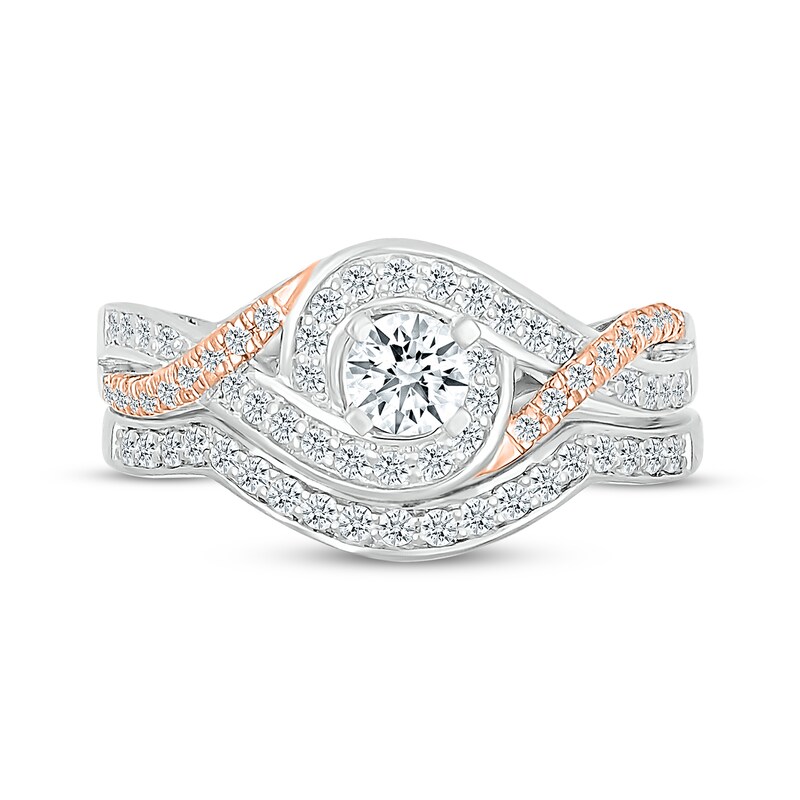 Main Image 4 of Round-Cut Diamond Bypass Bridal Set 1/2 ct tw 10K Rose Gold
