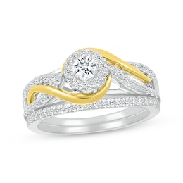 Adore Round-Cut Diamond Bypass Bridal Set 5/8 ct tw 10K Two-Tone Gold