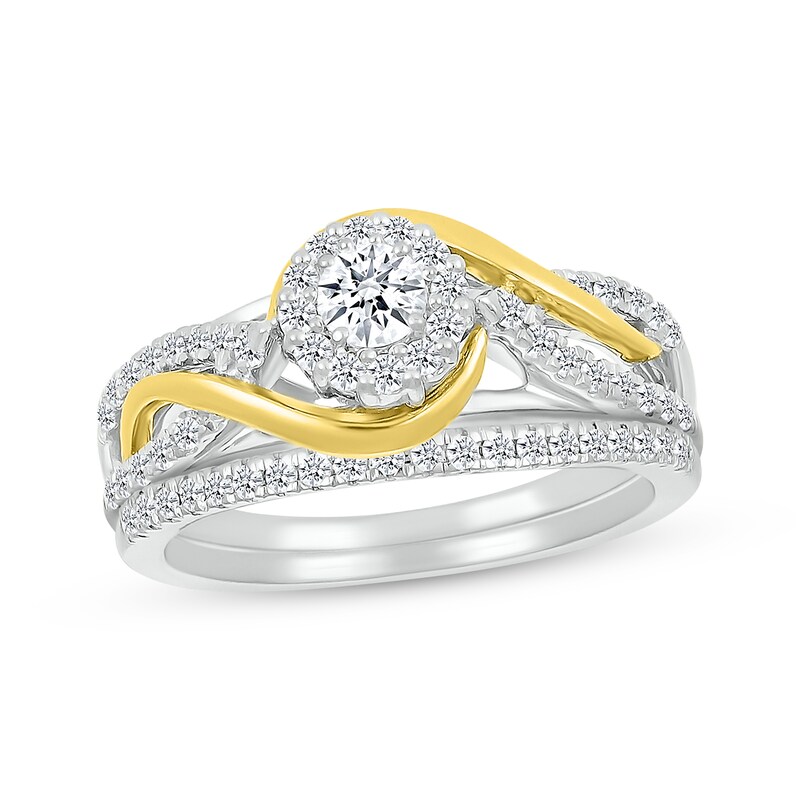 Main Image 1 of Adore Round-Cut Diamond Bypass Bridal Set 5/8 ct tw 10K Two-Tone Gold