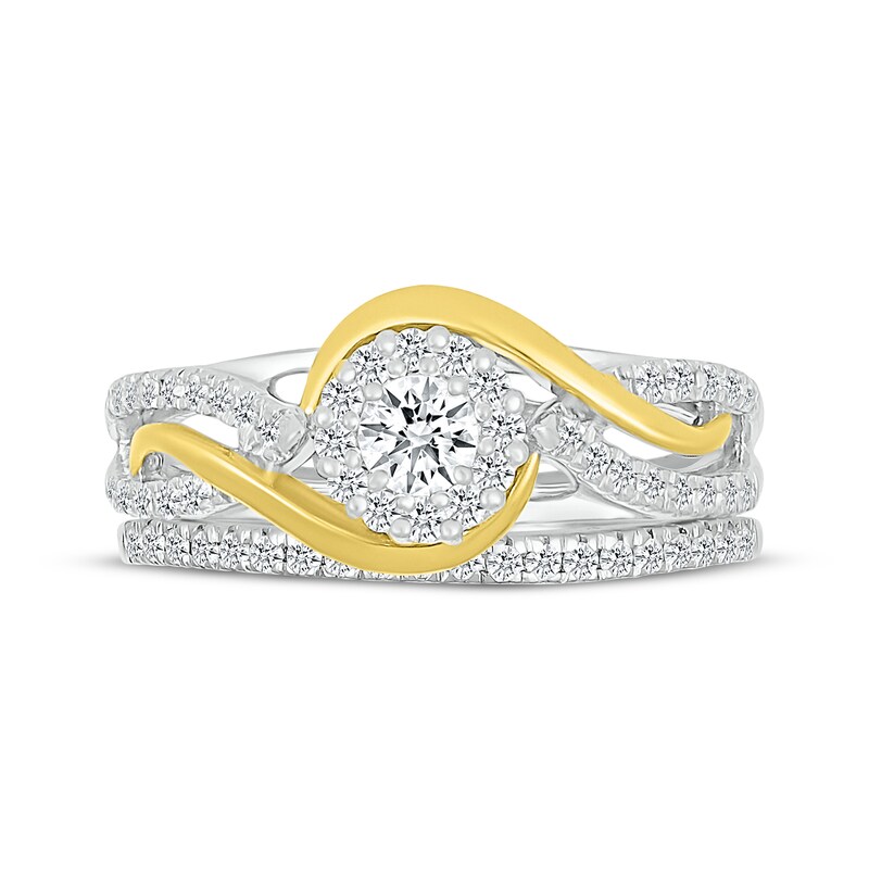 Main Image 4 of Adore Round-Cut Diamond Bypass Bridal Set 5/8 ct tw 10K Two-Tone Gold