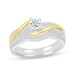Adore Round-Cut Diamond Swirl Bridal Set 1/2 ct tw 10K Two-Tone Gold