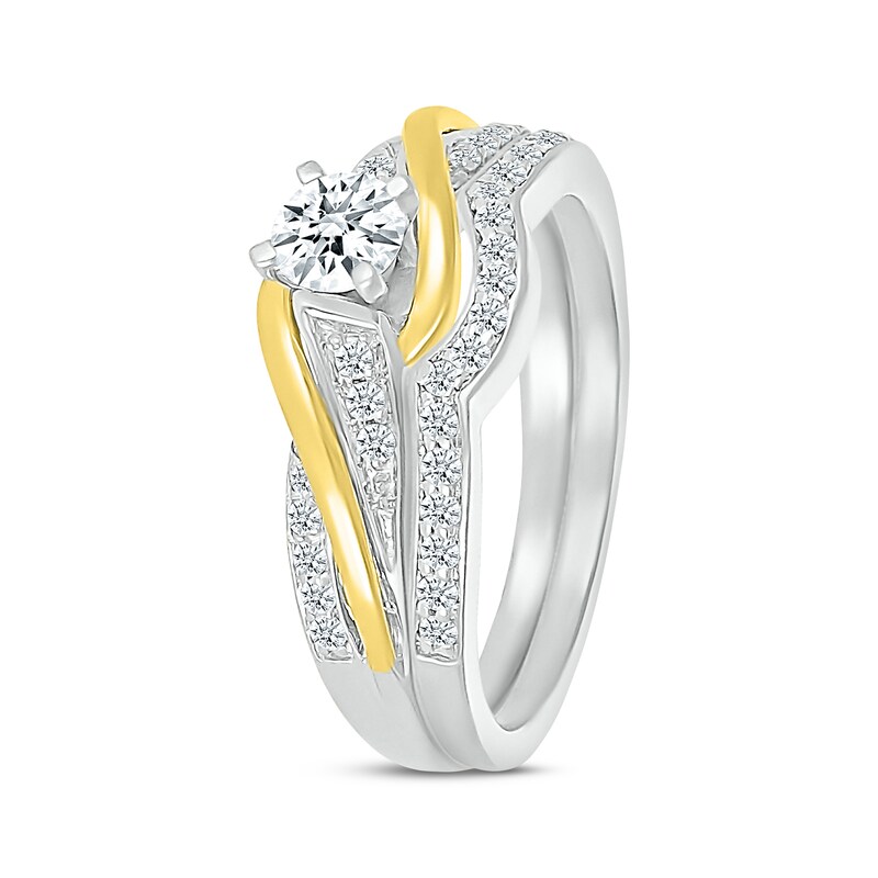 Main Image 2 of Round-Cut Diamond Swirl Bridal Set 1/2 ct tw 10K Two-Tone Gold