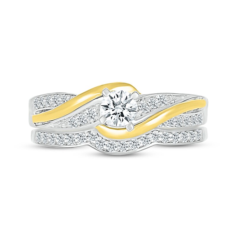 Main Image 4 of Round-Cut Diamond Swirl Bridal Set 1/2 ct tw 10K Two-Tone Gold