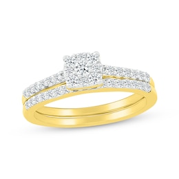 Adore Multi-Diamond Round-Cut Bridal Set 1/2 ct tw 10K Yellow Gold