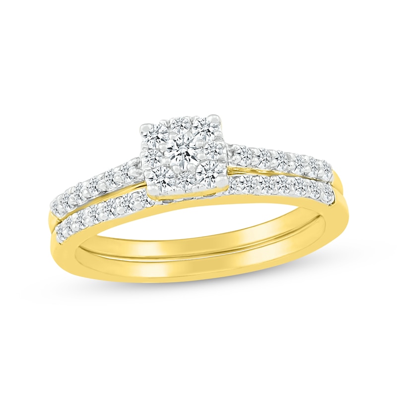Main Image 1 of Adore Multi-Diamond Round-Cut Bridal Set 1/2 ct tw 10K Yellow Gold