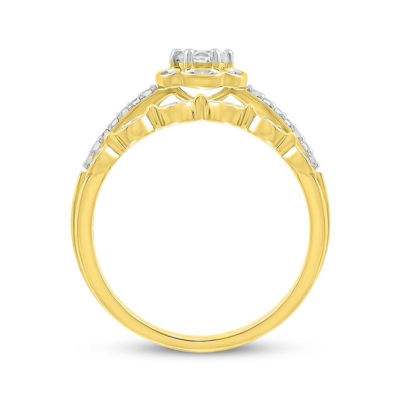 Main Image 3 of Adore Round-Cut Diamond Flower Halo Bridal Set 1/3 ct tw 10K Yellow Gold