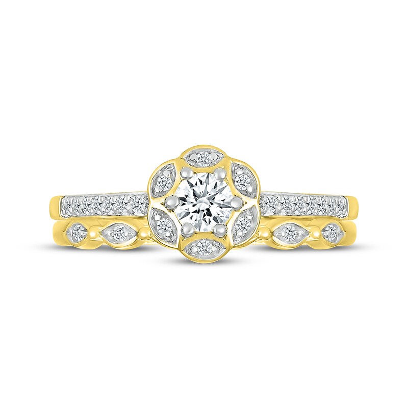 Main Image 4 of Adore Round-Cut Diamond Flower Halo Bridal Set 1/3 ct tw 10K Yellow Gold