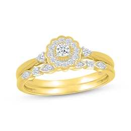 Adore Round-Cut Diamond Flower Halo Bridal Set 1/4 ct tw 10K Yellow Gold