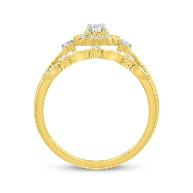 Main Image 3 of Adore Round-Cut Diamond Flower Halo Bridal Set 1/4 ct tw 10K Yellow Gold