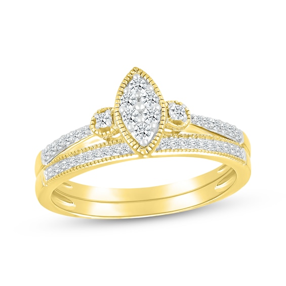 Adore Multi-Diamond Marquise-Shaped Bridal Set 1/4 ct tw Round-Cut 10K Yellow Gold