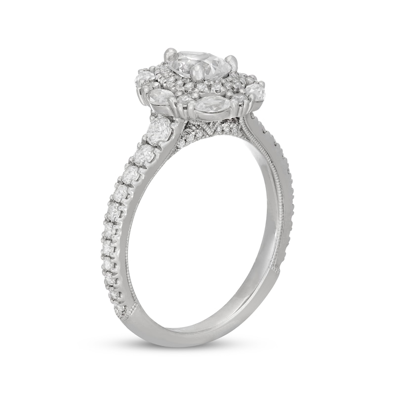 Neil Lane Pear-Shaped Diamond Double Frame Engagement Ring 1-1/3 ct tw 14K White Gold