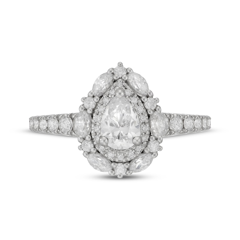 Neil Lane Pear-Shaped Diamond Double Frame Engagement Ring 1-1/3 ct tw 14K White Gold