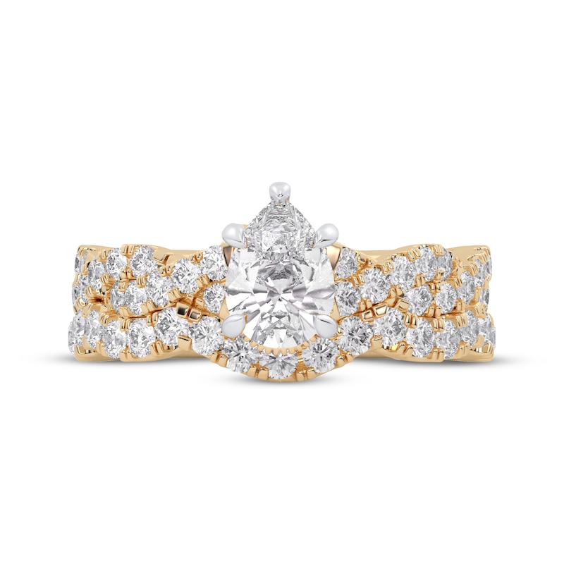 Lab-Created Diamonds by KAY Pear-Shaped Twist Shank Bridal Set 2 ct tw 14K Yellow Gold