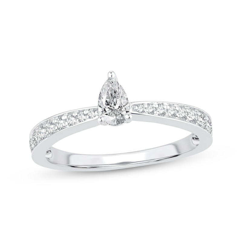 Main Image 1 of Adore Pear-Shaped Diamond Engagement Ring 1/2 ct tw 14K White Gold & Platinum