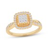 Thumbnail Image 1 of Adore Princess-Cut Multi-Diamond Cushion Halo Engagement Ring 1/2 ct tw 14K Yellow Gold