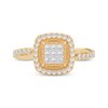 Thumbnail Image 3 of Adore Princess-Cut Multi-Diamond Cushion Halo Engagement Ring 1/2 ct tw 14K Yellow Gold