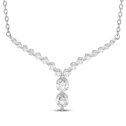 Diamond Chevron Necklace 1/4 ct tw 10K White Gold 18"
