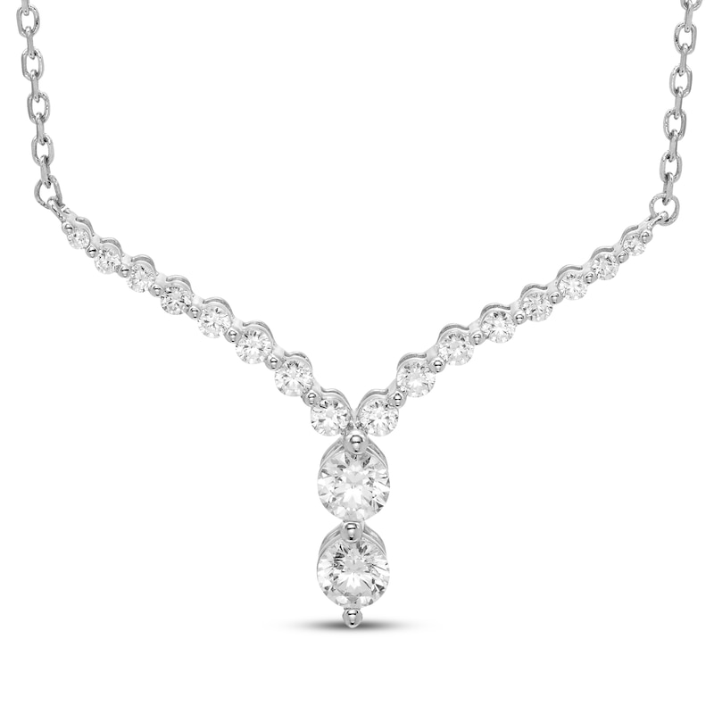 Main Image 1 of Diamond Chevron Necklace 1/4 ct tw 10K White Gold 18"
