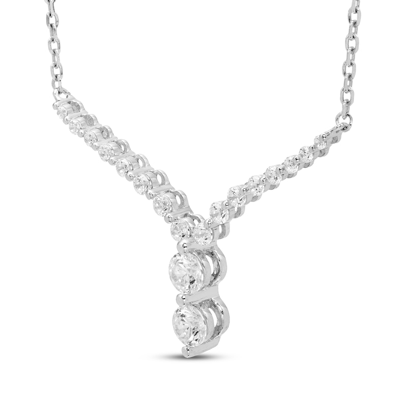 Main Image 2 of Diamond Chevron Necklace 1/4 ct tw 10K White Gold 18"