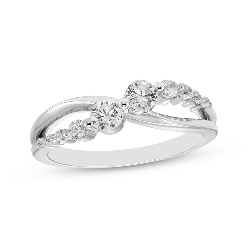 Main Image 1 of Diamond Crossover Ring 1/2 ct tw 10K White Gold