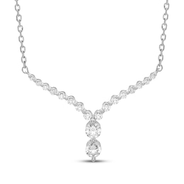 Diamond Chevron Necklace 1/2 ct tw 10K White Gold 18"
