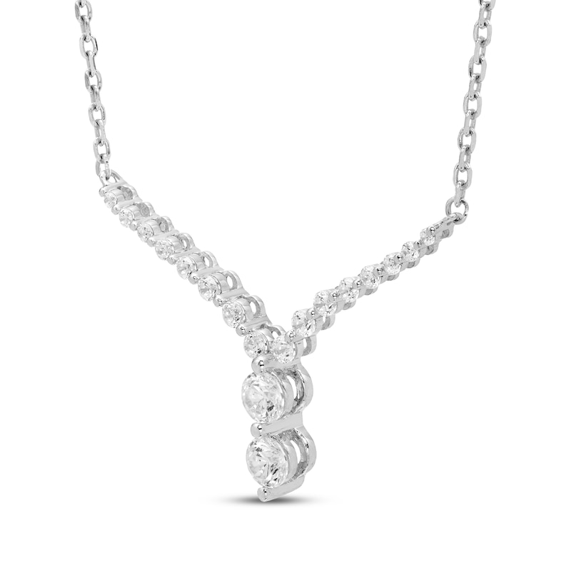 Main Image 2 of Diamond Chevron Necklace 1/2 ct tw 10K White Gold 18"