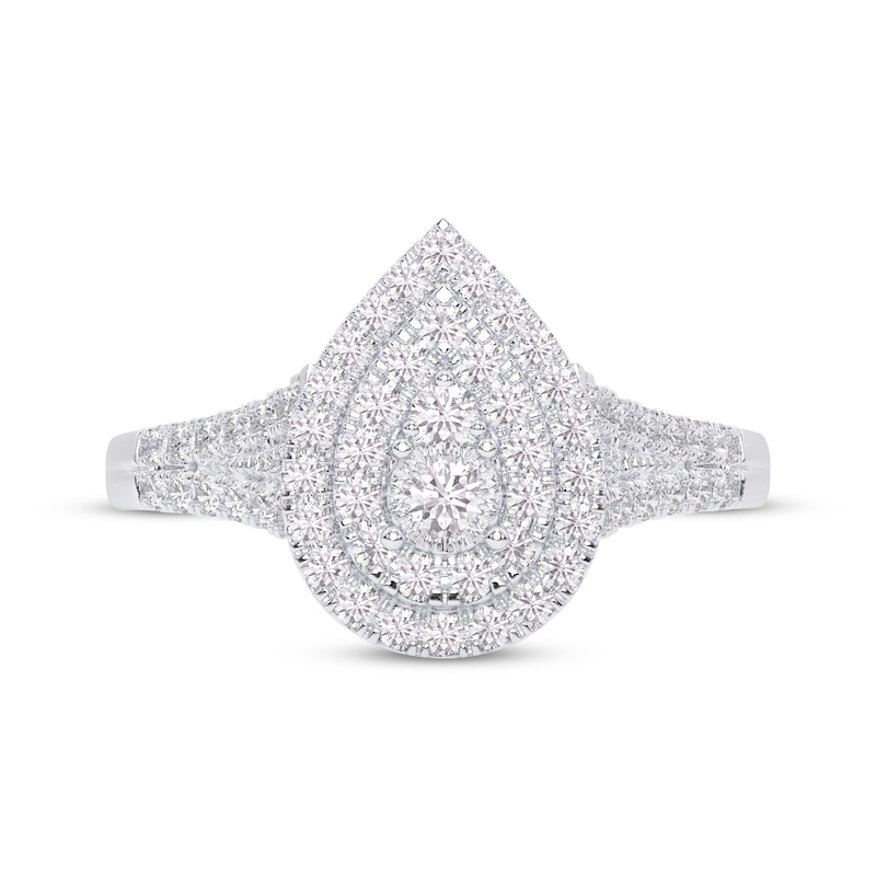Main Image 3 of Adore Multi-Diamond Pear-Shaped Halo Engagement Ring 1/2 ct tw 14K White Gold