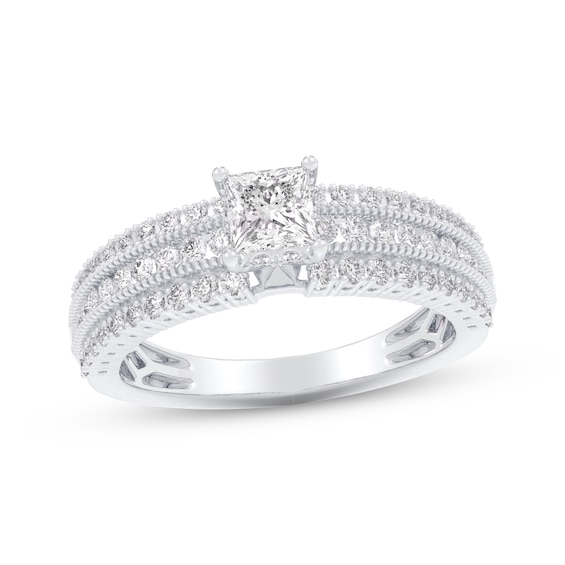 Adore Princess-Cut Diamond Three-Row Engagement Ring 1 ct tw 14K White Gold