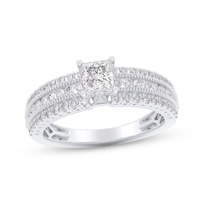 Main Image 1 of Adore Princess-Cut Diamond Three-Row Engagement Ring 1 ct tw 14K White Gold