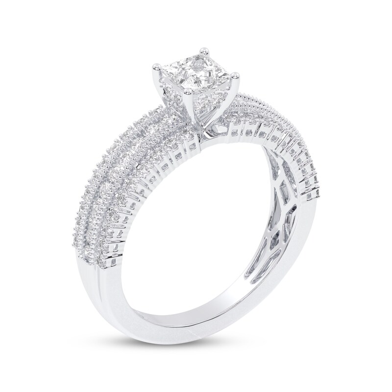 Main Image 2 of Adore Princess-Cut Diamond Three-Row Engagement Ring 1 ct tw 14K White Gold