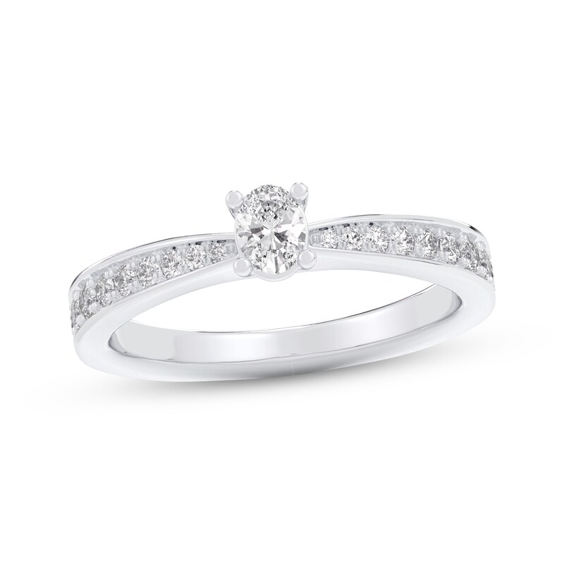 Main Image 1 of Adore Oval-Cut Diamond Engagement Ring 1/2 ct tw 14K White Gold & Platinum