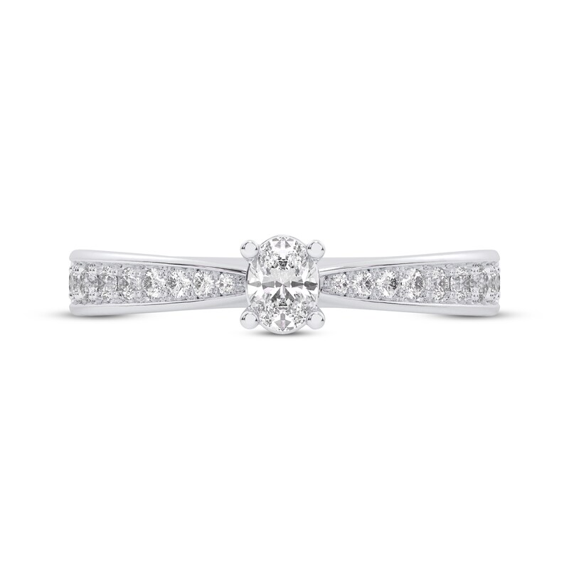 Main Image 3 of Adore Oval-Cut Diamond Engagement Ring 1/2 ct tw 14K White Gold & Platinum
