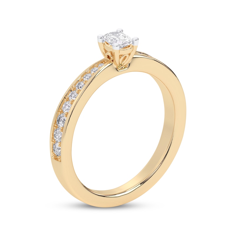 Main Image 2 of Adore Oval-Cut Diamond Tapered Engagement Ring 1/2 ct tw 14K Yellow Gold