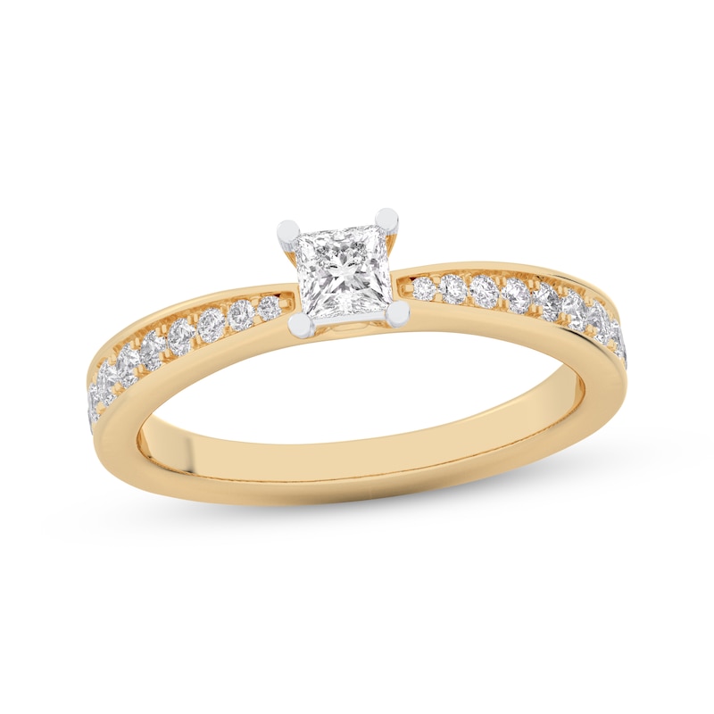 Main Image 1 of Adore Princess-Cut Diamond Tapered Engagement Ring 1/2 ct tw 14K Yellow Gold