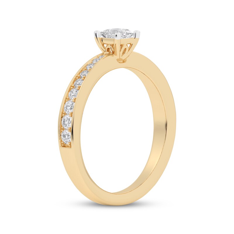 Main Image 2 of Adore Princess-Cut Diamond Tapered Engagement Ring 1/2 ct tw 14K Yellow Gold