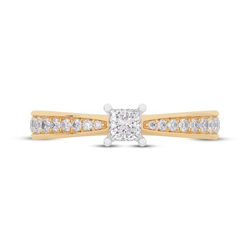 Main Image 3 of Adore Princess-Cut Diamond Tapered Engagement Ring 1/2 ct tw 14K Yellow Gold