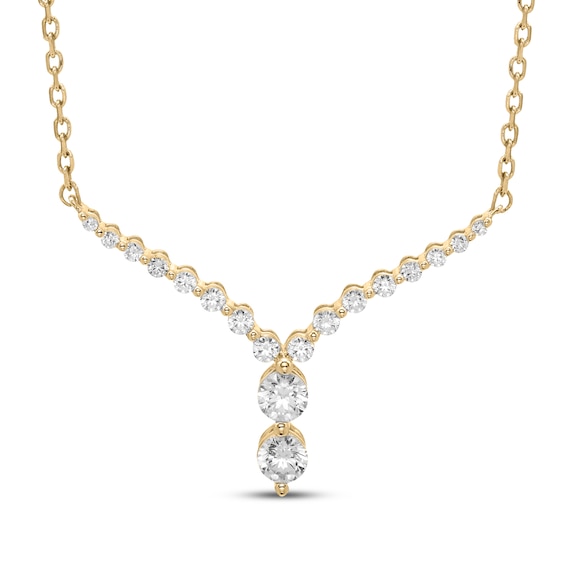 Diamond Chevron Necklace 1/4 ct tw 10K Yellow Gold 18"