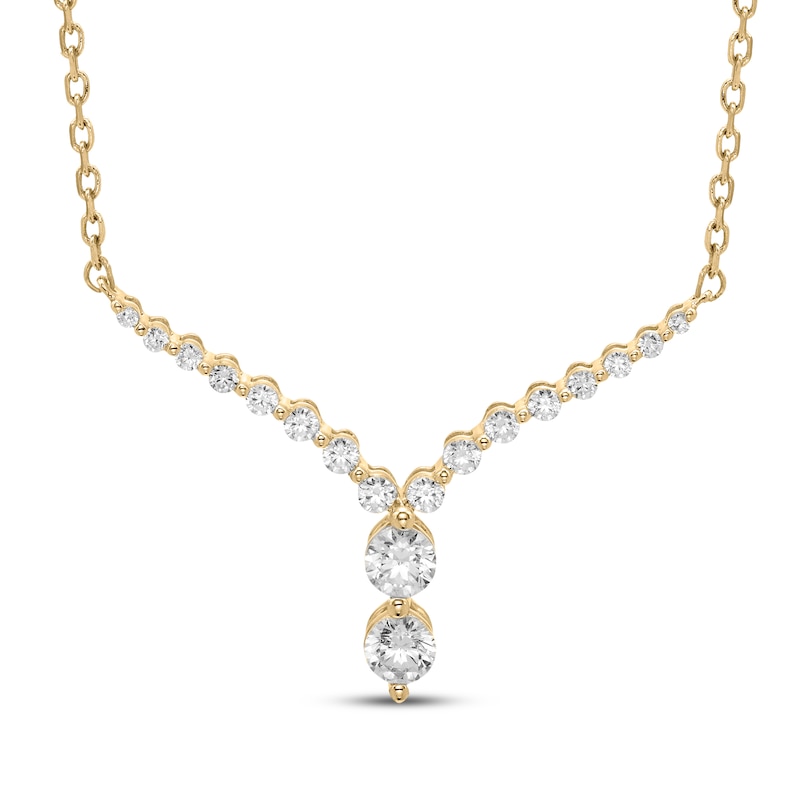 Main Image 1 of Diamond Chevron Necklace 1/4 ct tw 10K Yellow Gold 18"