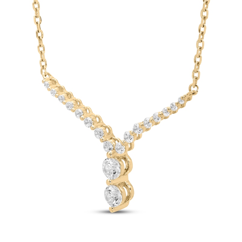 Main Image 2 of Diamond Chevron Necklace 1/4 ct tw 10K Yellow Gold 18"