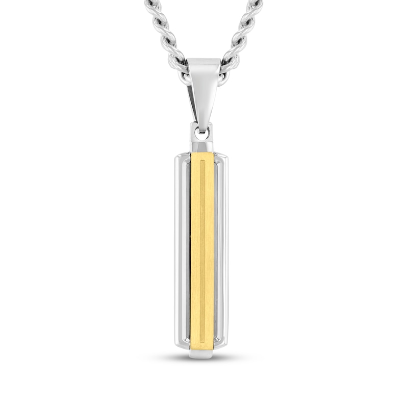 Main Image 2 of Men's Diamond Necklace & Bracelet Gift Set 1/20 ct tw Stainless Steel & Yellow Ion-Plating