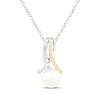 Thumbnail Image 1 of Cultured Pearl & White Lab-Created Sapphire Necklace Sterling Silver & 10K Yellow Gold 18"